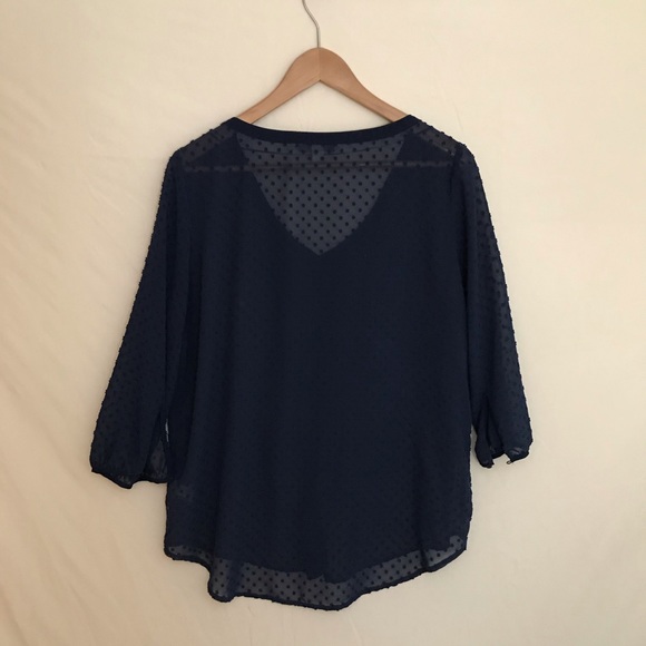 Flowey Sheer Navy Top - Picture 2 of 3